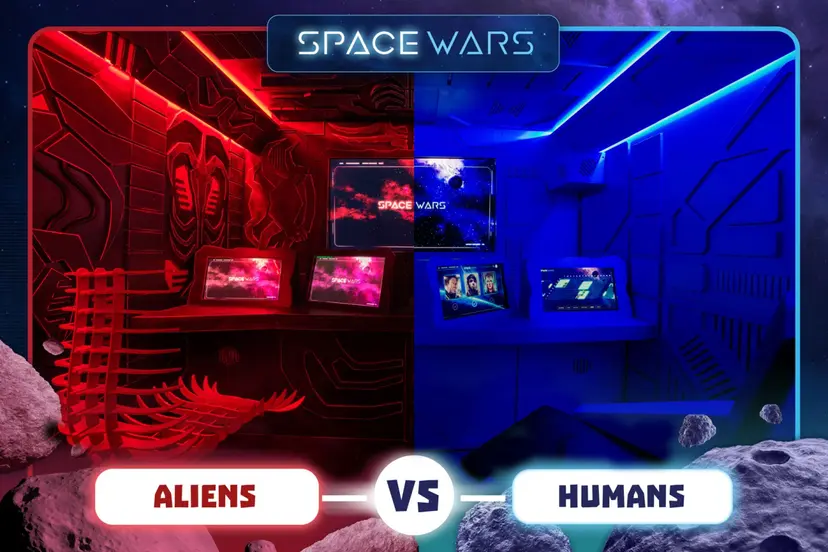 Interaktyvus laivų mūšio žaidimas „Space Wars“